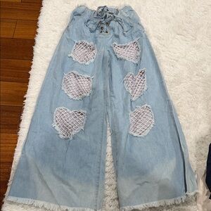 Stylish Light Blue Distressed Women Jeans